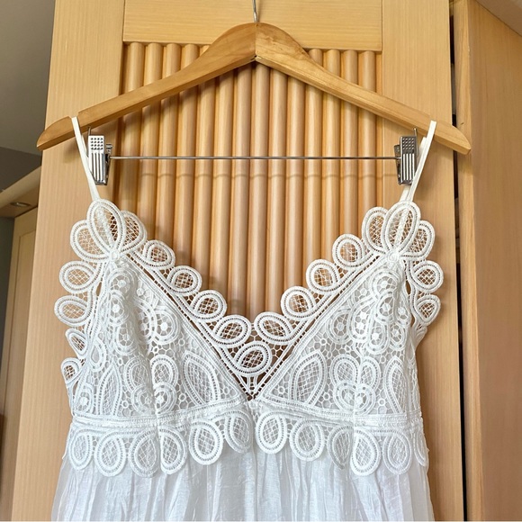 Zara strappy guipure lace midi dress white - Picture 4 of 8